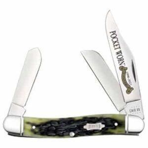 Pocket Worn 25th Anniversary Olive Green Bone - Peach Seed Jig Stockman 6347 SS