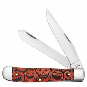 Trapper Gift Set - Embellished Smooth Natural Bone w/ Sculpted Orange Color Wash and Black Definition - Wooden - Halloween
