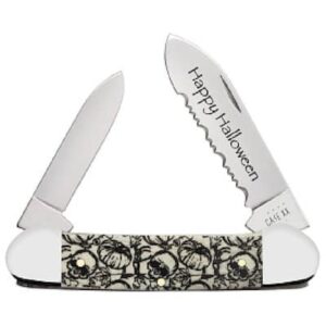 Canoe Gift Tin - Embellished Smooth Natural Bone - Serrated Blade