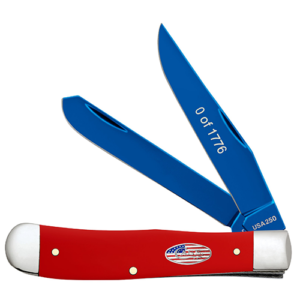 Red Synthetic Blue PVD Coated Blade Trapper 4254 SS W/Cigar Box