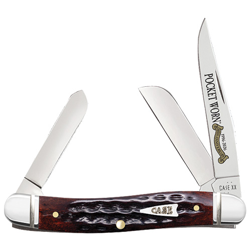 Pocket Worn Mahogany Bone w-Fluted Bolsters Med. Stockman 6318 SS